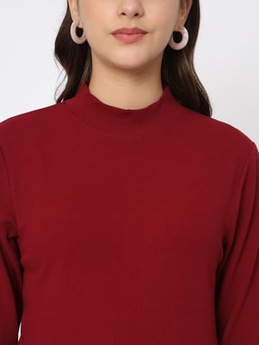 Image of Istyle Can Solid HIgh Neck Full Sleeve Stretchable Slim Fit Top for Women | Tops for Women | high Neck top for Women | Winter Tops for Women