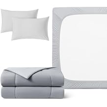 REST Buy 2 GET 35 Percent Off Evercool Comforter Plus 3PC Starter Sheet Set Bundle, in Light Gray, Cali King Size