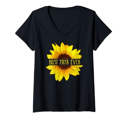 Mujer Divertida mejor ropa de girasol Yaya Ever Camiseta Cuello V