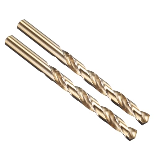 PATIKIL 13/64 Drill Bit Jobber Straight Shank M2 High-Speed Steel 135 Gold Finish for Stainless Steel Hard Metal - 2 Pack