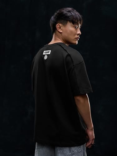Image of The Souled Store Jujutsu Kaisen: Satoru Gojo Men and Boys Short Sleeves Round Neck Purple Graphic Printed Cotton Oversized Drop Shoulder Anime Streetwear Casual T-Shirts