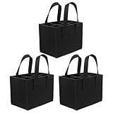 Gadpiparty 3 Piezas Bolsa de Vino de Fieltro con Separadores Portabotellas de Mano Reutilizable para Regalo Transporte y Almacenaje Fiestas y Festivales Bolsa Isotérmica para Botellas Negra