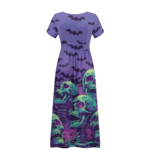 Image of Women's Fall Summer Short Sleeve Ankle Length V-Neck Party Dress with Pockets Size S-3XL