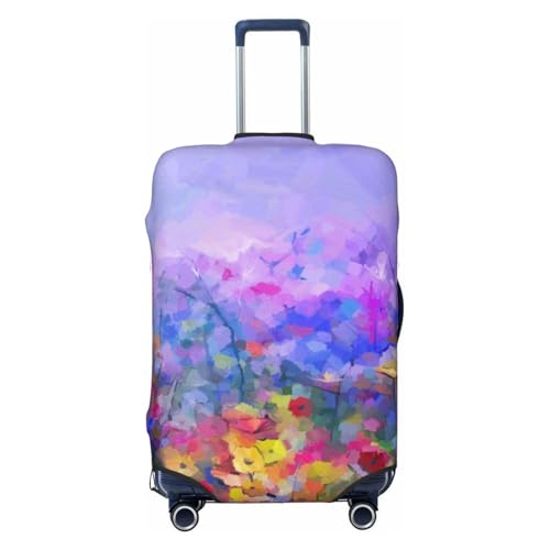 Colorful Purple Cosmos Flower Print Luggage Covers For Suitcase,Elastic Washable & Stretchable Suitcase Covers For Luggage, Anti-Scratch - Fits 18-32 Inch Luggage-No Luggage Included