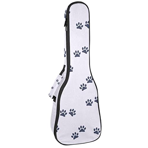 Sac de transport ukulélé ténor et soprano violet avec motif de pattes d'animaux