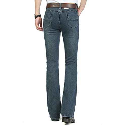 Men's Business Casual Pants Mid Waist Elastic Slim Four Seasons Bell Bottom Jeans4