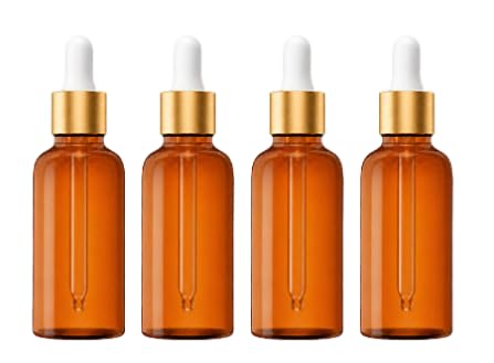 VOW 30ML Amber Empty Glass Dropper Bottles, Golden Sleeve, White Rubber Teat, Leakproof, Travel For Oil, Perfume, Serum, Cosmetic_Pack of 4-image-41