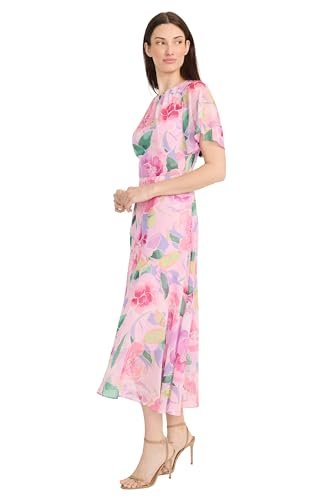 Image of Maggy London Women's Maggy London Women's Dresses Short Flutter Sleeve Fit and Flare Dress with Asymmetric Hem Tier