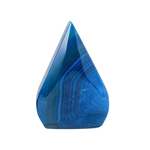 KUATBVL Natural Blue Achate Fire Flame Skulptur - handgefertigte Kristallstein -Wohnkultur, Feng Shui Energy Healing Ornament für Büro- und Meditationsräume, 6 cm