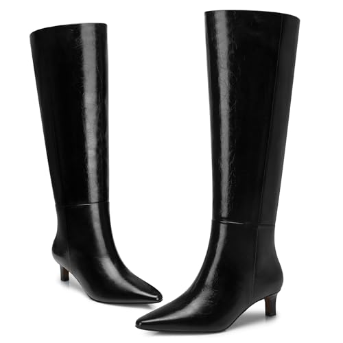 Women's Knee High Boots: 1.96 Inch Kitten Heel Pointed Toe Booties - Wide Calf Tall Boots for Women, 2025 Sexy Fashion Trendy Heel Boot for Work, Night out, Party2