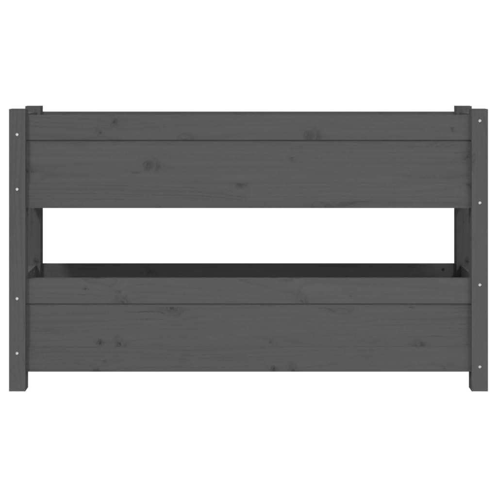 Bancal de madera maciza de pino 112 x 25 x 66 cm, color gris macizo, jardinera para balcón, maceta elevada para terraza, salón
