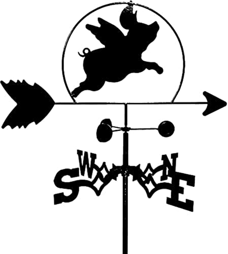 Banderuola segnavento retrò con sagoma di maiale volante, indicatore di orientamento, strumento di misurazione in acciaio inossidabile con rivestimento antiruggine per decorazioni artigianali con anim