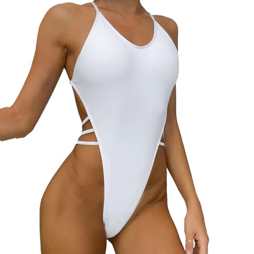 Women Sexy Thong Bikini Bandage Backless One Piece Swimsuit Cut Out Beach Bathing Suit Swimwear