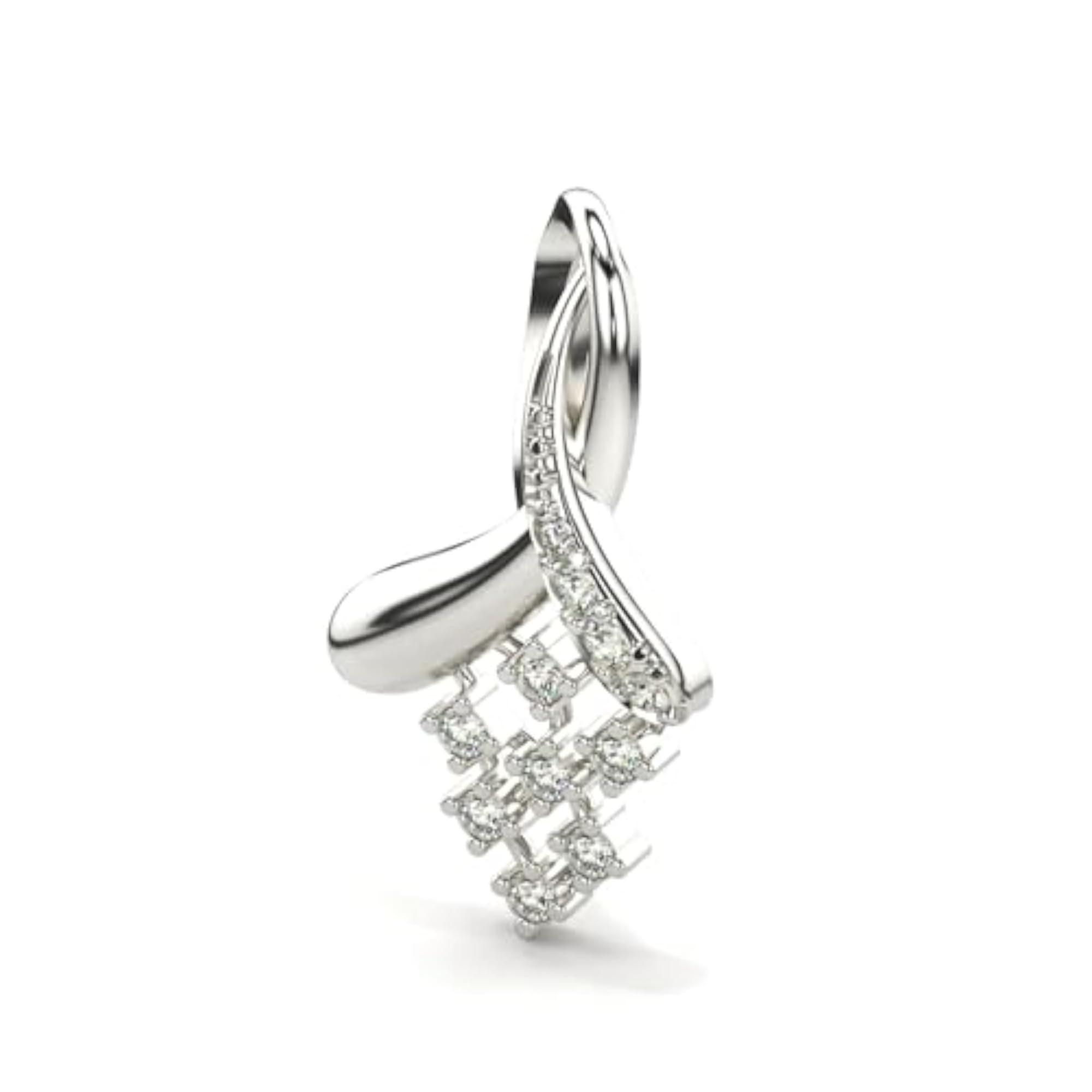 Women's Stylish 925 Sterling Silver Diamond Pendant, Elegant Gift
