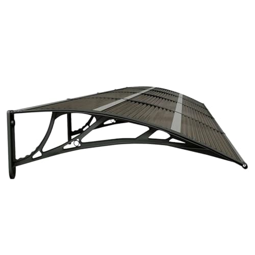 Toit de porte noir 350x75 cm en polycarbonate robuste pour auvent entrée - 5
