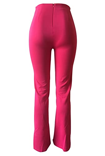 LKOUS Women's Stretchy High Waisted Wide Leg Button-Down Pants - Thumbnail 4