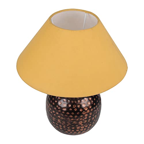 Homesake® Antique Table Lamp Hammered Oil-Rubbed Bronze Metal Linen Drum Shade for Living Room Family Bedroom, (Ginger Jar, Gold)