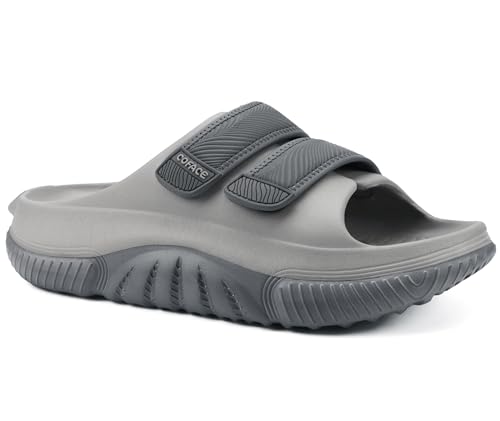 COFACE Mens Recovery Sandals Orthopedic Walking Slides for Men Adjustable Thick Cushioned Orthotic Man Plantar Fasciitis Comfort Casual Outdoor Size 7-15