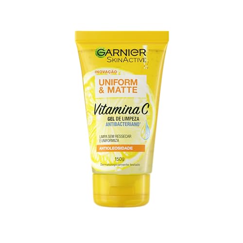 Garnier Express Aclara Gel de Limpeza Facial Hidratante, Ação Antibacteriana e Antimanchas que Controla a Oleosidade com Vitamina C e Pantenol para Pele Oleosa, 150ml