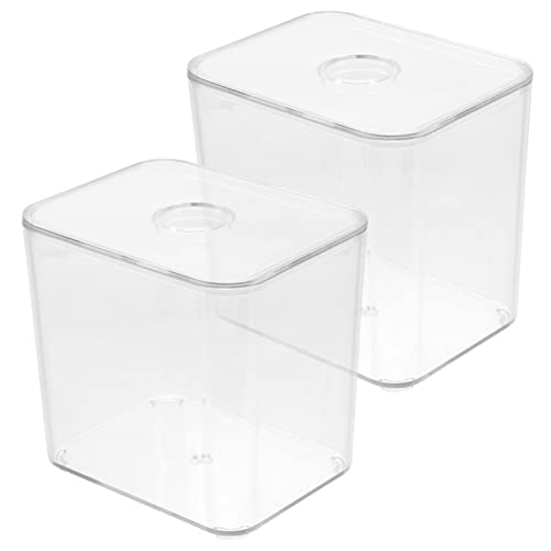 ABOOFAN 2pcs Box Transparent Box with Lid Simple Swab Boxes Small Swab Holders Household Swab Boxes Toothpick Case Decorative Cotton Swab Boxes Cotton Swab Organizers Cotton Pad Holder