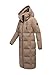 MARIKOO Damen Wintermantel (XS-5XL) - gesteppt, abnehmbare Kapuze, winddicht - N102 - TaupeGrey Größe M - Gr.M