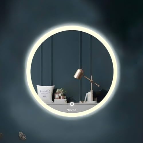 Image of NeveoMirrors led 18inches Round 3in1 led Light Mirror with Touch Sensor on /Off and Brightness Controls for Bathroom washbasin Vanity Hallway Bedroom Kitchen (R-1)