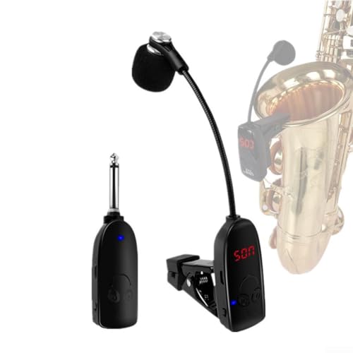 Sistema de micrófono inalámbrico UHF para trompeta de saxofón, ángulo ajustable de 360 grados, cabeza...