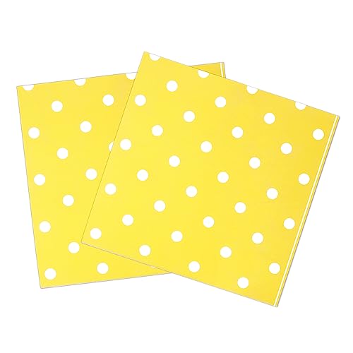 Youmewell Disposable Paper Party Napkins Yellow Polka Dot 60 Count