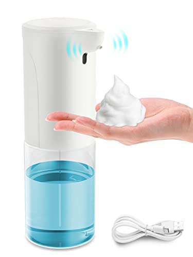 ソープディスペンサー オート センサー 吐出量2段階調整 USB充電式 300ml 洗浄モード機能 泡 自動 ハンドソープディスペンサー キッチン 家庭 洗面所 病院 学校などに適用