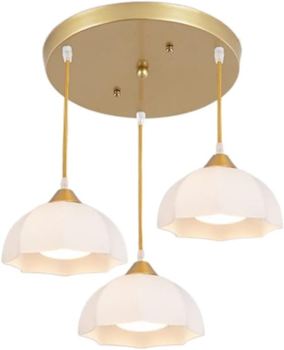 Lustre à intensité variable avec 3 abat-jour en verre pour lumière douce de table