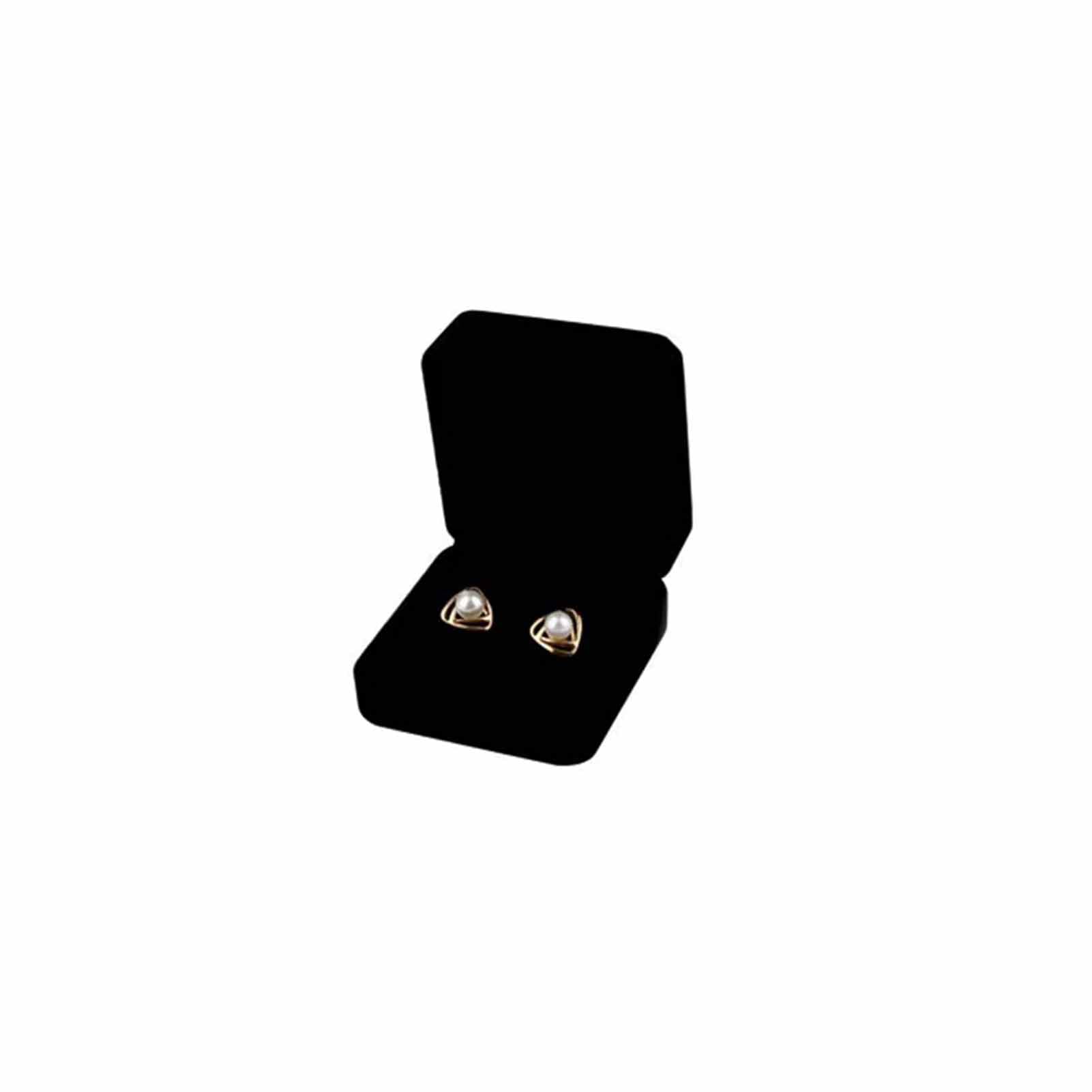 FAYADA Velvet Ring Box Classical Ring Bearer Case Earring Jewelry Gift Box for Engagement,Proposal,Wedding, Birthday and Anniversary,Black