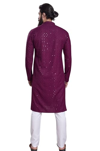 Image of DIVISIVE Men's Sequince Embroidered Cotton Blend Only Slim Fit Kurta
