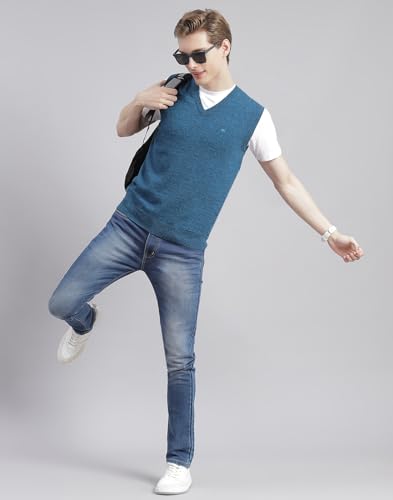 Image of Monte Carlo Off White Solid V Neck Sweater | Warm Woolen Pullover for Men | Soft Comfortable Knitted Winter Wear Sweater for Men's