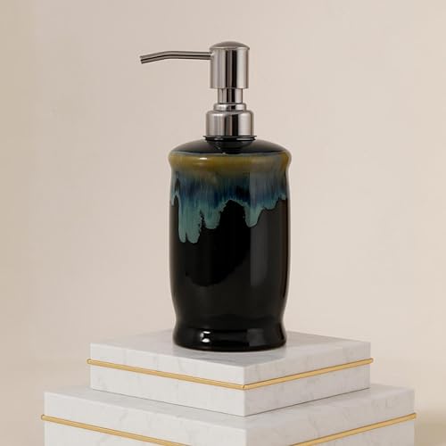 Image of AD Tech Solution Ceramic Liquid Soap Dispenser with Rust Free Pump|Handwash Shampoo Dispenser for Bathroom| Handwash Bottle for Kitchen|Soap Bath Dispenser for Bathroom. (Black, 450ML)