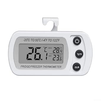 Besttoolifes Digital Fridge Thermometer with C/F Conversion, Waterproof