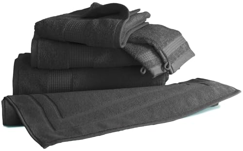 Le linge de Jules 2 Stück Badvorleger, 50 x 70 cm, 100% Baumwolle, 700 g/m², Anthrazit