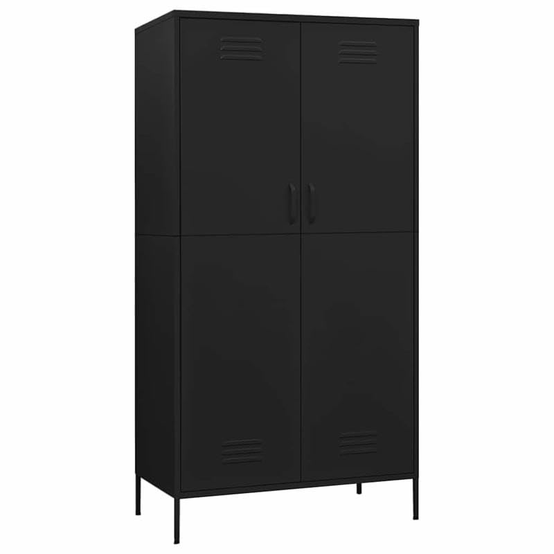 Eleganz Armario negro 90 x 50 x 180 cm de acero – Armario moderno para dormitorio y salón – Diseño estable y gran espacio de almacenamiento