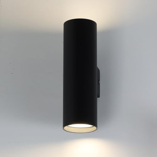 Alpinaluz Applique Murale Up & Down avec 2 Douilles GU10, Design Cylindrique en Métal, Éclairage Décoratif Intérieur pour Couloir, Chambre et Salon, IP20 (Noir)