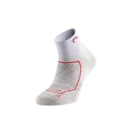 Lurbel Race, Calcetines de running, ligeros, calcetines Anti-ampollas, transpirables, Anti-olor, Calcetín sin costuras, calcetín tobillero. (FR/ES, Letras, L, Regular, Regular, Gris Hielo/Rojo)