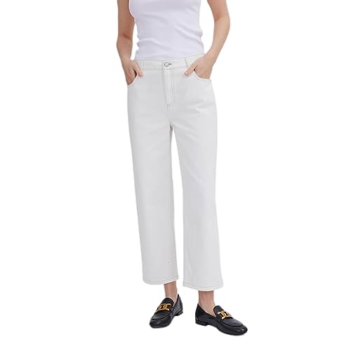 ASSUAL Womens Jeans, Ankle Straight Leg Relaxed Denim Pants, Casual Slim Mid-Rise Cropped Jeans with Pockets