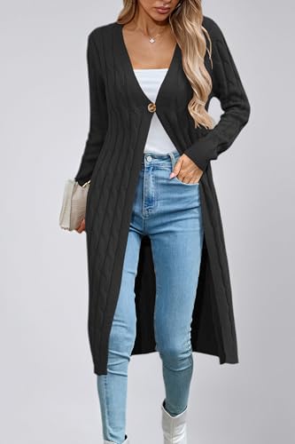 Image of Cakulo Womens Long Cardigans Cable Knit Chunky Cardigan Sweaters Open Front Fall Winter Fashion Outfits Coats 2025