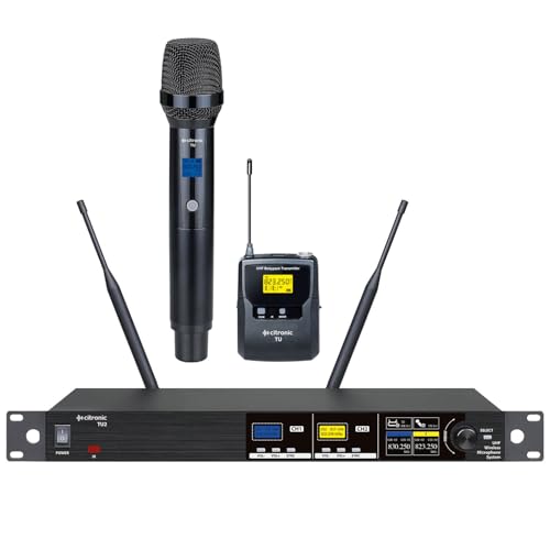 Microphone sans fil UHF double Citronic TU2 pour karaoké en famille et soirées chant