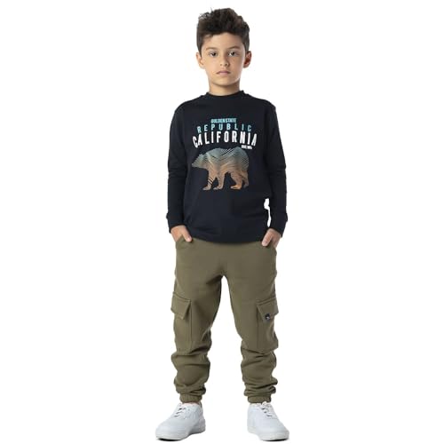 Calça Infantil Menino Moletom Jogger Cargo Punho Elástico (BR, Idade, 12 Anos, Padrão, Verde Militar