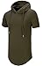 Aiyino Mens Hipster Longline Hooded Side Zipper T-Shirt L Army Green