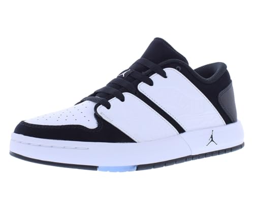 Jordan Nu Retro 1 Low Big Kids' Shoes (FB4412-100, White/White/Black) Size 6.5