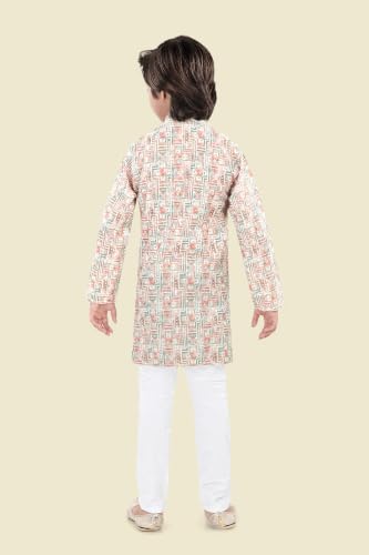 Image of Boys Cotton Full Sleeve Printed Kurta Pyjama Set, Chikankari Kurta Kids Ethnic wear Festive & Traditional Outfit | Boys Kurta Pajama Set