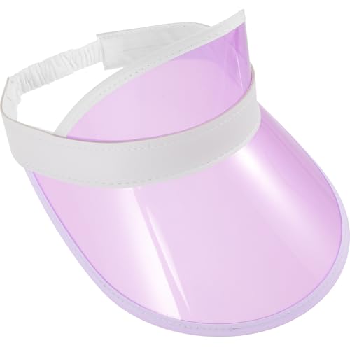 HOMSFOU Purple Sun Visor Hat for Beach Vacation with Wide Brim and Sunshade Protection, Lightweight Cloth and PVC Material, for Summer Outdoor