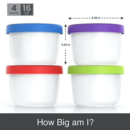 Image of BALCI 16oz Ice Cream Containers - Set of 4 (Multicolor)