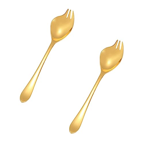 FUNOMOCYA 2pcs Stainless Steel Forks and Spoons Set Salad Forks Spoons for Silverware