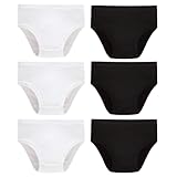 Cadidi Dinos Toddler Girls Cotton Solid White and Black Underwear 6-Pack Size 5